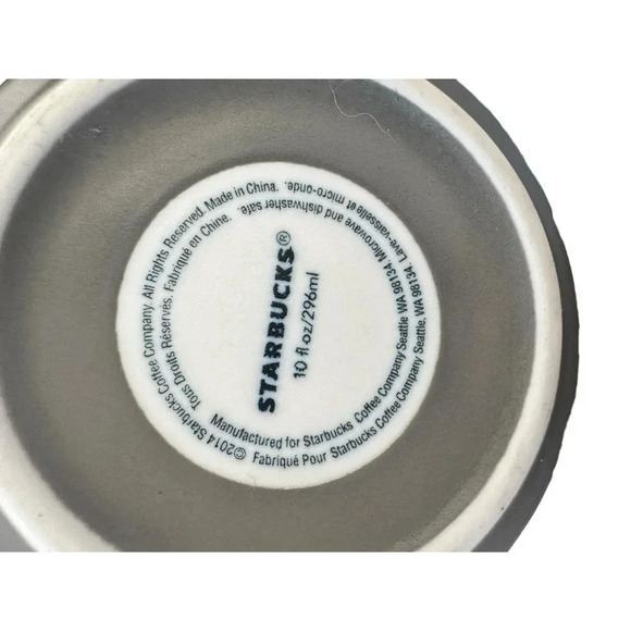 Starbucks Coffee Mug 2014 White & Gray 10 Fl Oz w/ Handle Medium Size 3" Height - Picture 4 of 4